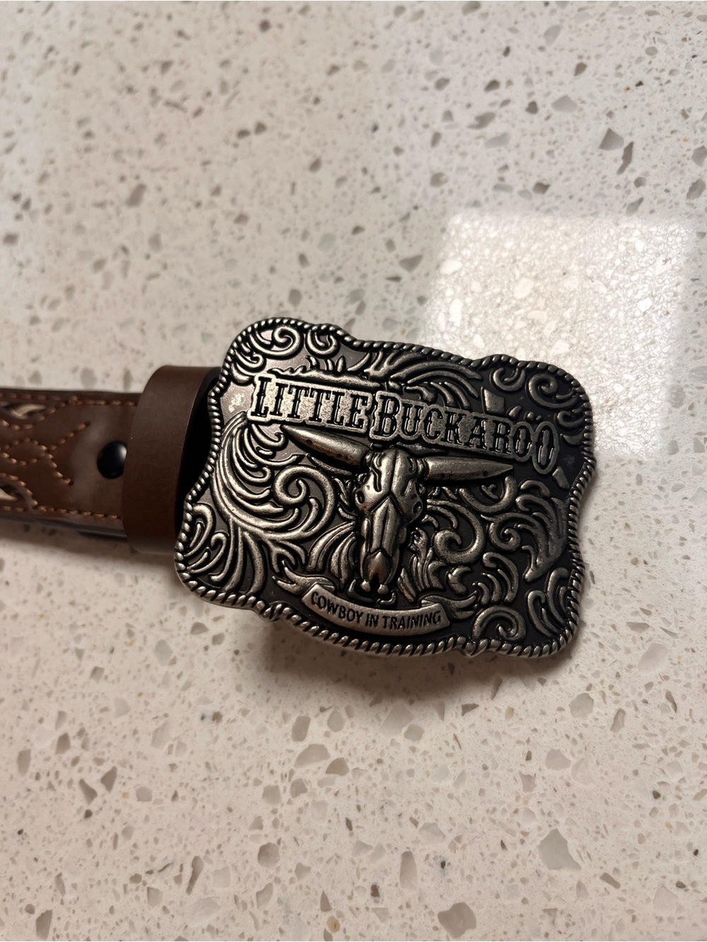 Boys' Brown Western Belt with Decorative Buckle 30’